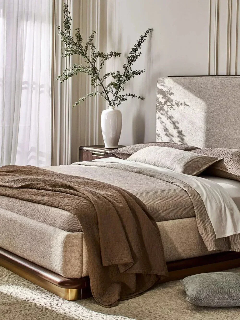 Hudson Park Truffle Brown Textured Italian Matelasse King Coverlet Cotton Italy